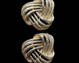 Vintage Gold-Tone Knot Clip-On Earrings