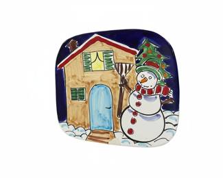 Hand-Painted Italian Ceramic Christmas Plate