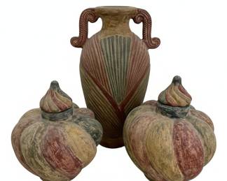 Decorative Ceramic and Amphora Vases - Set of 3