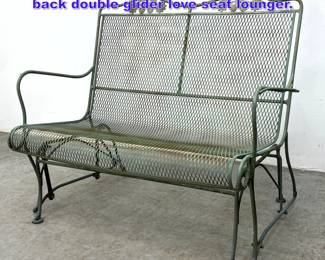 Lot 868 Woodard Briarwood pattern high back double glider love seat lounger. 