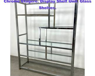 Lot 763 Mid Century Modern Baughman style Chrome Etagere. Display Shelf Unit. Glass Shelves. 