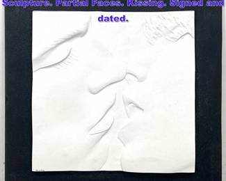 Lot 933 FISHER 90 Bas Relief Figural Sculpture. Partial Faces. Kissing. Signed and dated. 