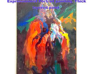 Lot 704 Alois Cohuda Large Scale Expressionoist Portrait painting. Thick layered paint.