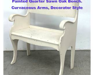 Lot 1146 Early 20th Century Secessionist Painted Quarter Sawn Oak Bench. Curvaceous Arms, Decorator Style