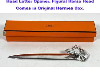 Lot 979 HERMES Paris Silver Plate Horse Head Letter Opener. Figural Horse Head Comes in Original Hermes Box.