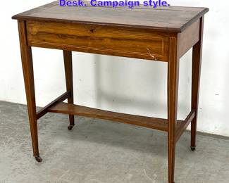 Lot 1112 Antique English Lift Top Writing Desk. Campaign style. 