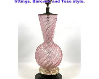 Lot 750 Murano Art Glass Table Lamp. Brass fittings. Barovier and Toso style. 