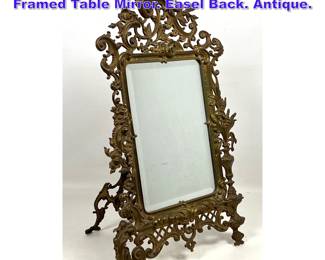 Lot 1126 Highly Ornate Rococo style Brass Framed Table Mirror. Easel Back. Antique. 