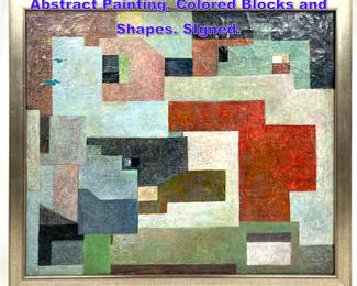 Lot 697 TOMMY NICHOLAS Modernist Abstract Painting. Colored Blocks and Shapes. SIgned. 