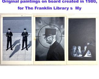 Lot 1072 3pc CHRISTOPHER ZACHAROW Original paintings on board created in 1980, for The Franklin Library s My
