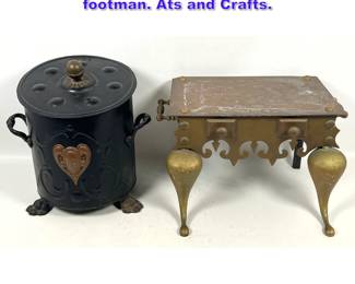 Lot 1145 2pcs. Coal scuttle and a fireplace footman. Ats and Crafts. 
