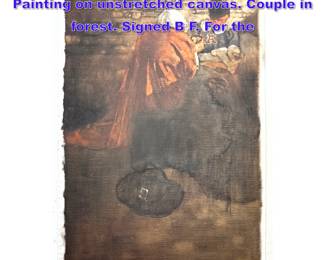 Lot 1041 BERNARD Bernie FUCHS Original Painting on unstretched canvas. Couple in forest. Signed B F. For the 
