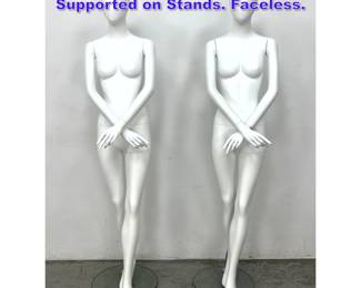 Lot 847 2pc Full Body Female Mannequins. Supported on Stands. Faceless. 