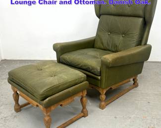 Lot 886 Svend Skipper Leather Tall Back Lounge Chair and Ottoman. Danish Oak. 