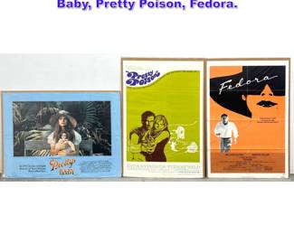 Lot 963 3pcs Vintage Movie Posters. Pretty Baby, Pretty Poison, Fedora. 