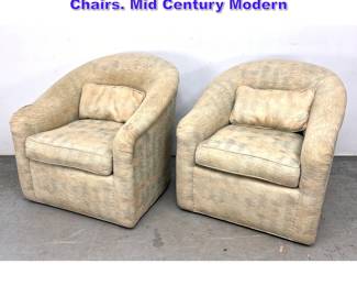 Lot 900 Pair Vintage Barrel Back Lounge Chairs. Mid Century Modern 