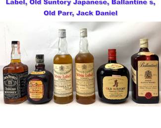 Lot 1178 6 bottles. scotch and Whisky. White Label, Old Suntory Japanese, Ballantine s, Old Parr, Jack Daniel