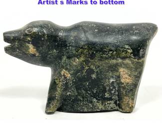 Lot 1095 Eskimo Carved Soapstone Bear. Artist s Marks to bottom
