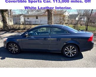 Lot 808 2012 VOLVO c70 T5 Hardtop Covertible Sports Car. 113,000 miles. Off White Leather Interior. 