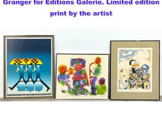 Lot 938 3pcs Modernist Framed Art. Michel Granger for Editions Galerie. Limited edition print by the artist 