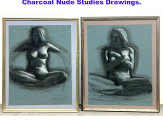 Lot 856 2pcs Mary Veronica Sweeney Charcoal Nude Studies Drawings.