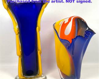 Lot 787 2pc Stephen Nelson tall vases. Purchased from the artist. NOT signed. 
