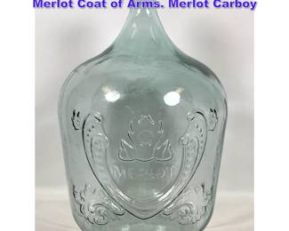 Lot 997 Large Molded Glass Bottle Jug with Merlot Coat of Arms. Merlot Carboy