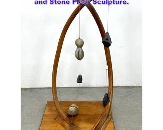 Lot 712 Mid Century Modern Artisan Wood and Stone Floor Sculpture. 