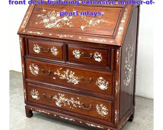 Lot 1123 Chinese Export rosewood slantfront desk featuring extensive motherofpearl inlays. 