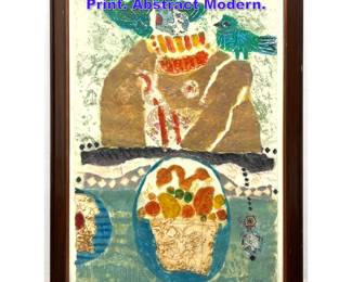 Lot 934 Theo Tobiasse Signed Lithograph Print. Abstract Modern.