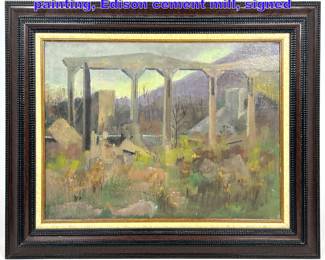 Lot 1068 Modernist Impressioniost oil painting, Edison cement mill, signed