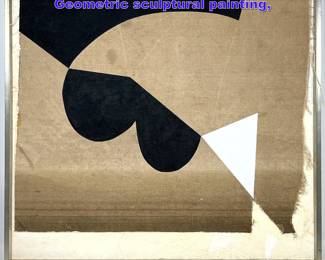 Lot 706 Saito Mixed Media Collage Painting. Geometric sculptural painting, 