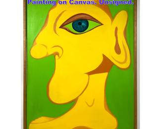 Lot 910 Mid Century Modern Surrealist Painting on Canvas. Unsigned. 