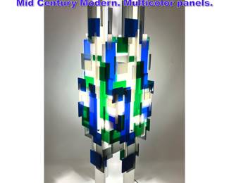 Lot 714 Large Cityscape acrylic Table Lamp. Mid Century Modern. Multicolor panels. 