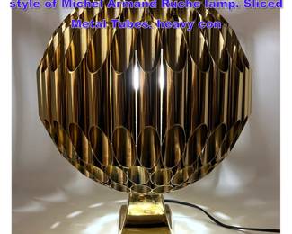 Lot 678 Solid Heavy Ball Table Lamp. in the style of Michel Armand Ruche lamp. Sliced Metal Tubes. heavy con