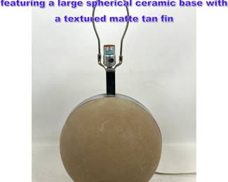 Lot 746 MidCentury Modern table lamp featuring a large spherical ceramic base with a textured matte tan fin