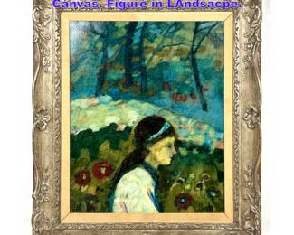 Lot 1084 Donald Roy Purdy Painting on Canvas. Figure in LAndsacpe.