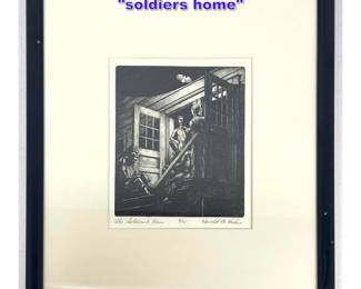 Lot 905 Harold Hahn Drypoint Print soldiers home