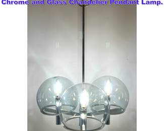 Lot 616 Gaetano Sciolari Three Shade Chrome and Glass Chandelier Pendant Lamp. 