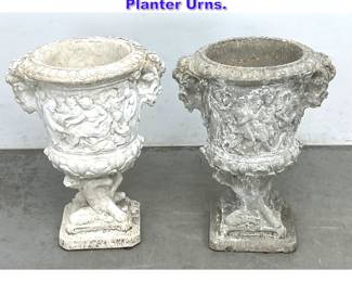 Lot 880 Pair Clasical Form Cement Garden Planter Urns. 