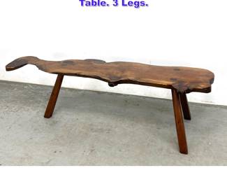 Lot 649 Rustic Free Edge Bench Coffee Table. 3 Legs. 