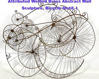 Lot 650 Vintage Mid Century Joseph Burlini Attributed Welded Brass Abstract Wall Sculpture, Bicycle Motif, I