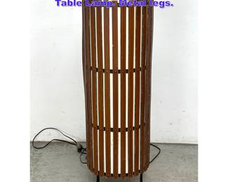 Lot 658 Mid Century Modern Tall Slat Tube Table Lamp. Metal legs. 