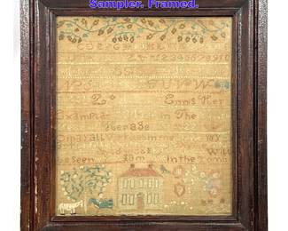 Lot 1051 Lucinda Ennie in 1822 Needlework Sampler. Framed. 
