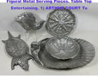 Lot 672 5pc ARTHUR COURT and others Figural Metal Serving Pieces. Table Top Entertaining. 1 ARTHUR COURT Tu