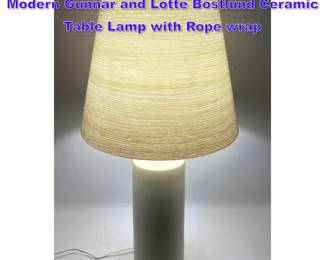 Lot 641 Early Variant, Hand Thrown Danish Modern Gunnar and Lotte Bostlund Ceramic Table Lamp with Rope wrap