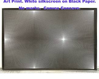 Lot 683 RICHARD ANUSZKIEWICZ Large Op Art Print. White silkscreen on Black Paper. No marks. Convex Concave.