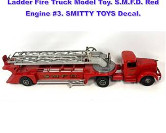 Lot 967 Vintage SMITHMILLER Aerial Ladder Fire Truck Model Toy. S.M.F.D. Red Engine 3. SMITTY TOYS Decal. 