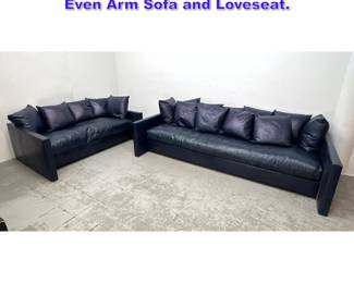 Lot 891 2pcs Mid Century Modern Leather Even Arm Sofa and Loveseat. 