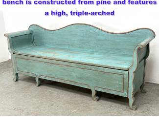 Lot 1161 Swedish farmhouse folk art settle bench is constructed from pine and features a high, triplearched 